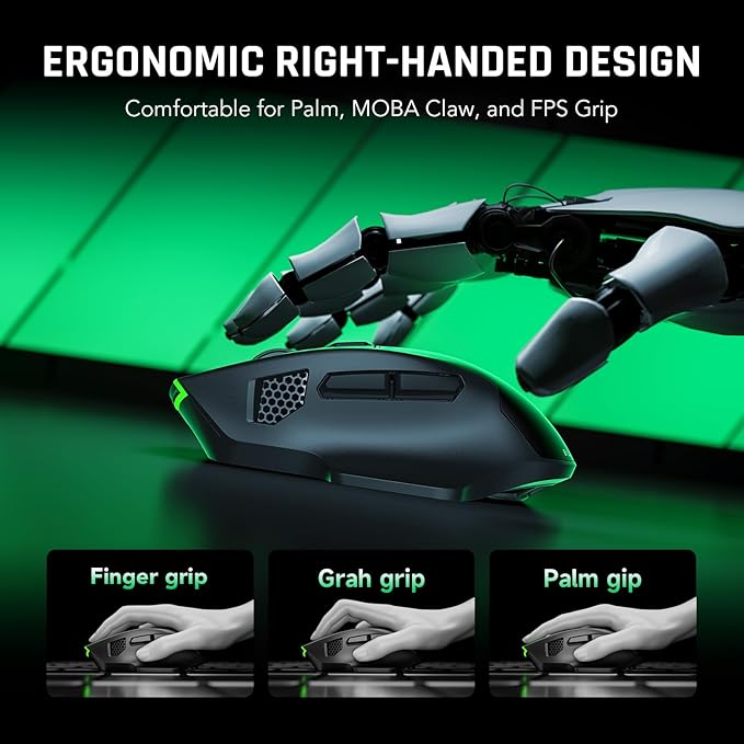 Black Shark Funcooler Wireless Gaming Mouse, Active Cooling & Heating, Dual 8KHz Polling Rate, 30K DPI Optical Sensor, Tri-Mode Wireless, Charging Dock, Ergonomic Right-Hand for PC/Mac