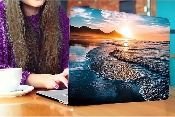 DTangLsm for MacBook Pro 13 inch Case 2022 2021 2020-2016 M2 M1 A2338 A2289 A2251 A2159 A1989 A1708 A1706, Ocean Plastic Hard Shell Laptop Cover for MacBook Pro 2020 Case + Keyboard Cover, Sunet Beach