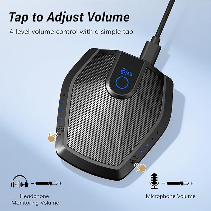 TONOR Conference Microphone with AI Noise Canceling, USB Mic for Teleconference, Condenser Mic for Work at Home, Volume Adjustment, Compatible with Windows and Mac, Desktop PC and Laptop, G11 PRO