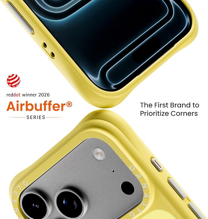 ORNARTO Magnetic for iPhone 17 Pro Max Case, 20FT Military-Grade Drop Protection, Compatible with MagSafe, Slim Shockproof Translucent Matte Phone Case for iPhone 17 Pro Max 6.9", Light Yellow