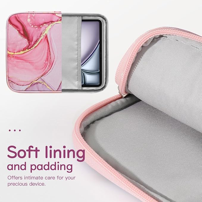 Dadanism 13Inch Tablet Sleeve Bag Carrying Case for iPad Pro 13" M5/M4 2025/2024, iPad Air 13" M4/M3 2026/2025, iPad Pro 12.9", Galaxy Tab S10+/S9 FE+/S9+ 12.4", Remarkable Paper Pro 11.8",Cloudy Pink
