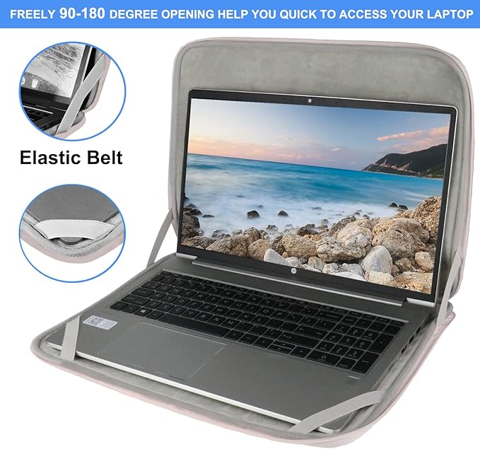 Laptop Sleeve Case 17 Inch, Durable Shockproof Protective Computer Cover Flip Case Briefcase Carrying Bag Compatible with 17-17.3 Inch HP, Dell, Acer, Asus, Lenovo, Notebook, Pink