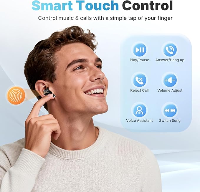 Wireless Earbuds, Bluetooth 5.3 Headphones Wireless Earbuds with 4 ENC Noise Cancelling Mic, 40+Hrs, HiFi Bass 3D-Stereo, USB C in-Ear Earphones, Ear Buds for iPhone, Android,Laptop