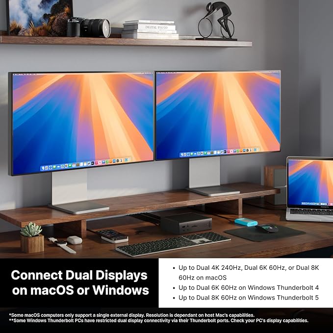 CalDigit TS5 PLUS - Thunderbolt 5 Dock - 20 Port, 10Gb Ethernet, 140W dedicated host Charging, TBT-5 x 3, USB 10Gb/s x10, Dual USB Controllers, Up to Two 8K 60Hz Displays, 1.0m Braided Cable, 330W PSU