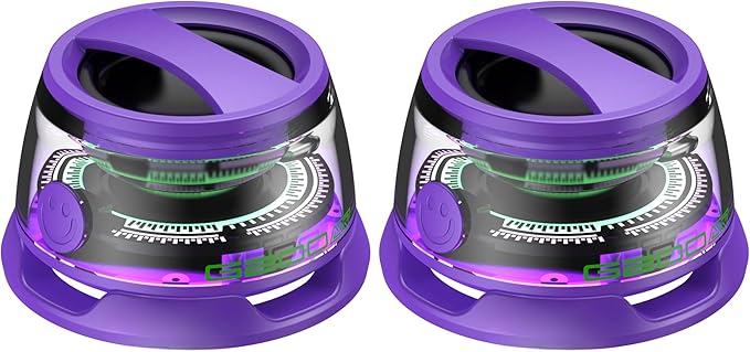 2 Pcs G200 Magnetic Bluetooth Speaker,Multifunctional Portable Mini Speaker with RGB Color Light Show-3D Surround Sound Effect,Birthday (Purple)