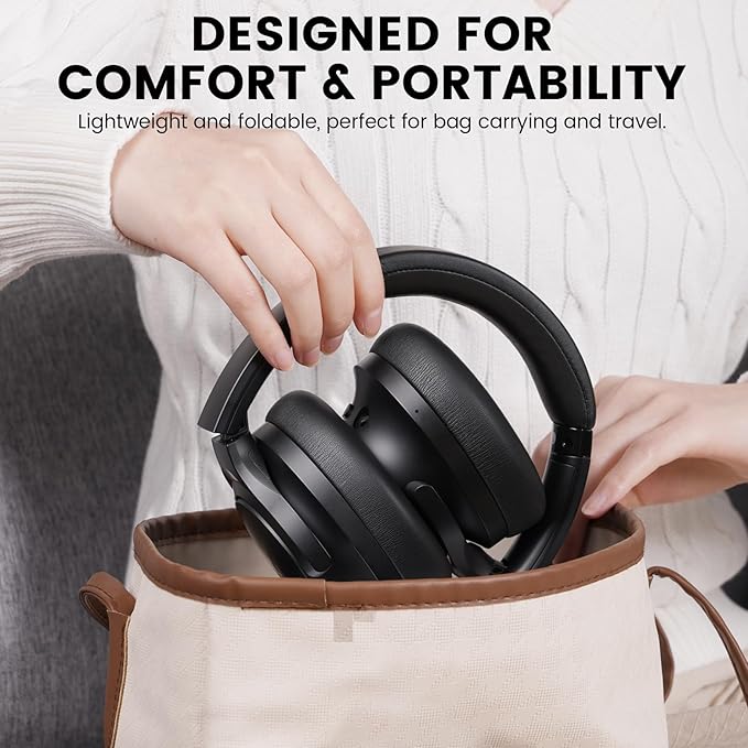 1Mii AI Y8 Active Noise Cancelling Headphones, Bluetooth 6.0 Wireless Over Ear, 100H Playtime Hi-Res Audio, AI Translation & Voice Chat, Custom EQ via APP for Travel & Home Office - Black