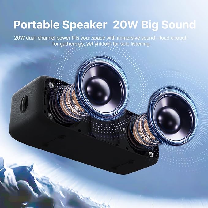 NOBIS Bluetooth Speaker, IP68 Waterproof, Bluetooth 6.0,Portable Speaker Wireless with 20W Loud TWS Stereo Sound, 24H Playtime, Voice Assistant Support, TF Card Slot & AUX Input, for Camping, Travel