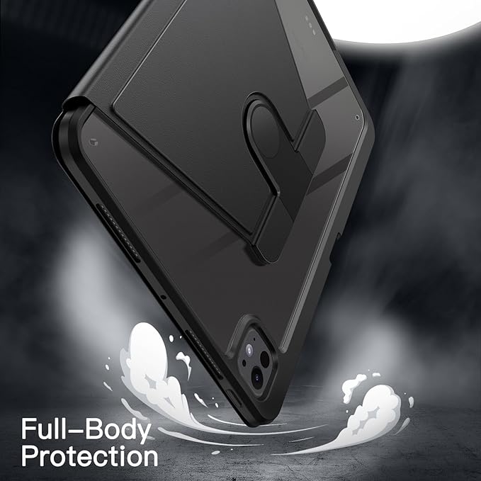 JETech Rotating Case ONLY for iPad Pro 13-Inch M5/M4 (2025/2024) with Pencil Holder, 360 Degree Rotation Protective Stand Cover Clear Back (Black)