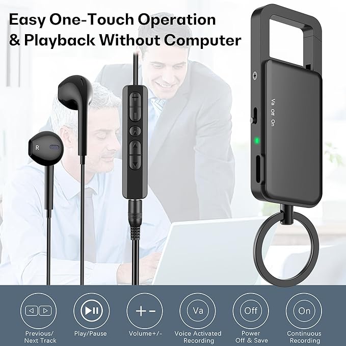 128GB Digital Voice Recorder – 9000 Hours Storage, 24-Hour Battery, Intelligent Noise Reduction, USB-C Voice Activated Audio Recorder for Meetings, Lectures, Interviews