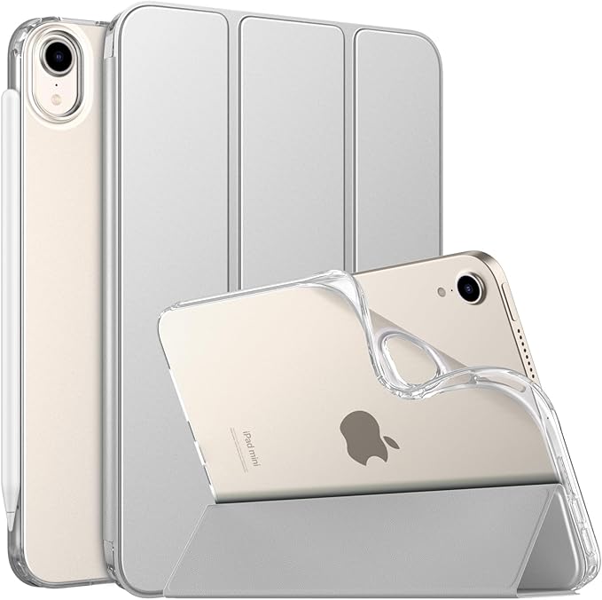 MoKo Case Fit New iPad mini 7 (A17 Pro) 2024, iPad mini 6th Generation Case 2021 (8.3-inch), iPad mini 6 Case, Soft TPU Translucent Frosted Back Cover Case for iPad mini 7th, Silver
