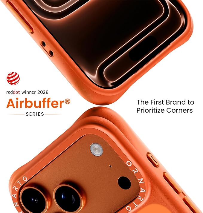 ORNARTO Magnetic for iPhone 17 Pro Max Case, 20FT Military-Grade Drop Protection, Compatible with MagSafe, Slim Shockproof Translucent Matte Phone Case for iPhone 17 Pro Max 6.9", Orange
