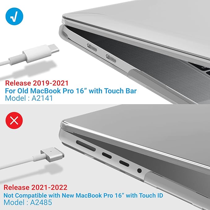 IBENZER Compatible with MacBook Pro 16 Inch Case A2141 Release 2020 2019, Hard Shell Case with Keyboard Cover & Type C Adapter for Old Version Mac Pro 16’’, Clear, T16CL+1TC
