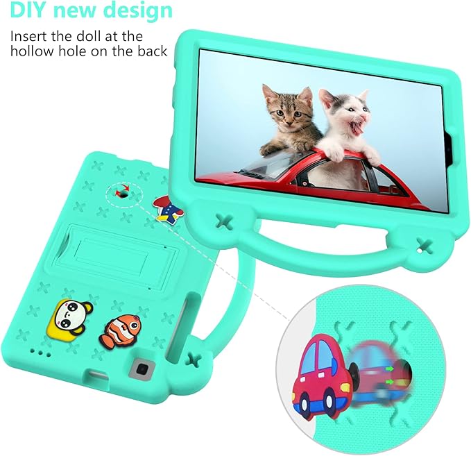AKABEILA Compatible with Apple iPad Air 1 2013/Air 2 2014/Pro 9.7(2016)/iPad 9.7(2017/2018) Tablet Case, Kids Shockproof Protective Case with Shoulder Strap & Stand Handle & Pen Tray Mint Green