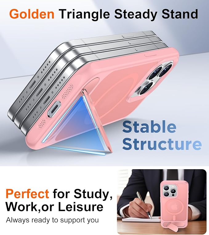 Magnetic Compatible with iPhone 15 Pro Case, [Built-in Invisible Kickstand][Compatible with MagSafe][Military Grade Shockproof] Slim Translucent Matte Phone Case for iPhone 15 Pro 6.1"