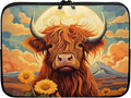 Highland Cattle Computer Sleeve for Women Men Laptop Sleeve 17 inch Neoprene Laptop Covers with Padded Compartment Lap Top Case Sunflower Computer Carrying Bag Brown