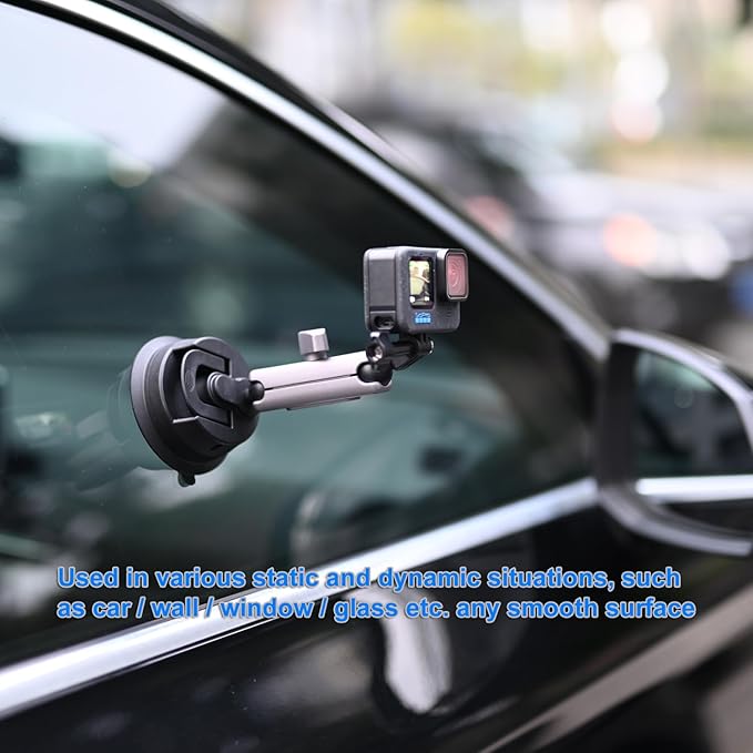 SIOTI Suction Cup Mount with 1/4 Inch Mount and Action Camera Mount, Compatiable for Mobile Phone & Action Camera Go Pro Hero 12/11/10/9, DJl Osmo Action/Pocket, Insta360 X/Ace/Ace Pro