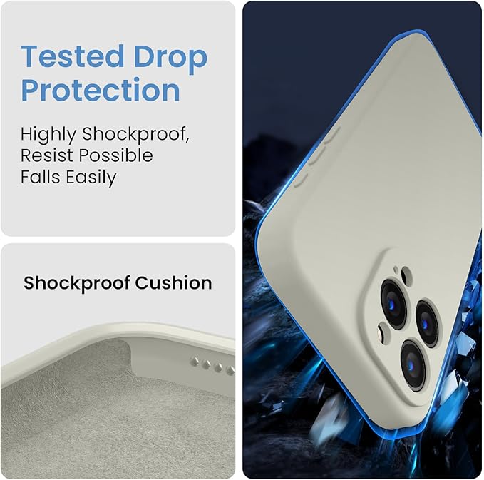 FireNova Designed for iPhone 16 Pro Case, Silicone Upgraded [Camera Protection] Phone Case, Soft Anti-Scratch Microfiber Lining Inside, 2024, Stone