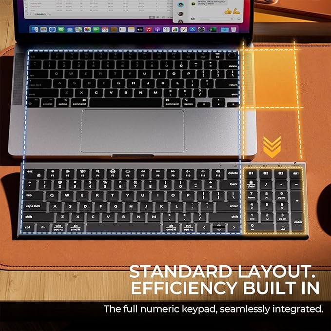 iClever Backlit Bluetooth Keyboard for Mac, BK10 Pro Ultra Slim Wireless Keyboard, Multi-Device, 7-Color Backlight, Standard Full-Size Keys, Rechargeable Compatible with Mac, Windows, iPad, Android