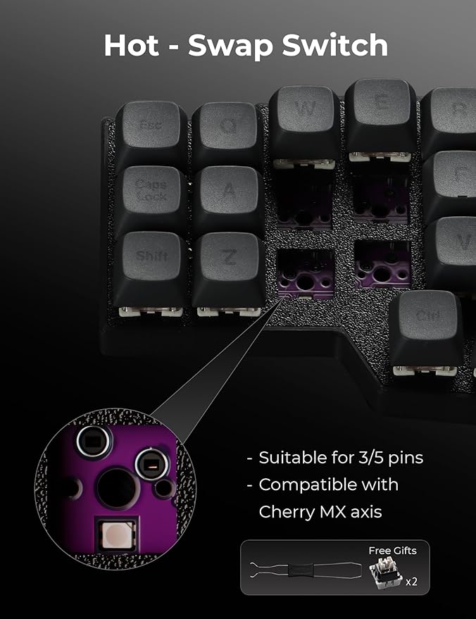 YIVU Corne V4.1 Split Ergonomic Keyboard, 40% 3x6 Ortholinear Layout, Hot-Swappable Mechanical Keyboard with Per-Key RGB, Vial and VIA Programmable, Comes with Pre-Lubed Linear Switches (Wired)