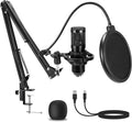 AMOOX Condenser Microphone,Professional USB Microphone Plug & Play PC Computer Microphone Condenser Cardioid Mic Kit with Adjustable Boom Arm Stand Shock Mount,for Podcast,Streaming,YouTube，Tiktok