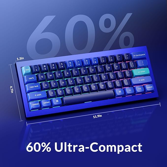 Keychron Q4 Wired Custom Mechanical Keyboard, QMK/VIA Programmable Macro, Full Aluminum, Hot-Swappable Gateron G Pro Blue Switch, 60% Layout Double Gasket Compatible with Mac and Windows - Blue