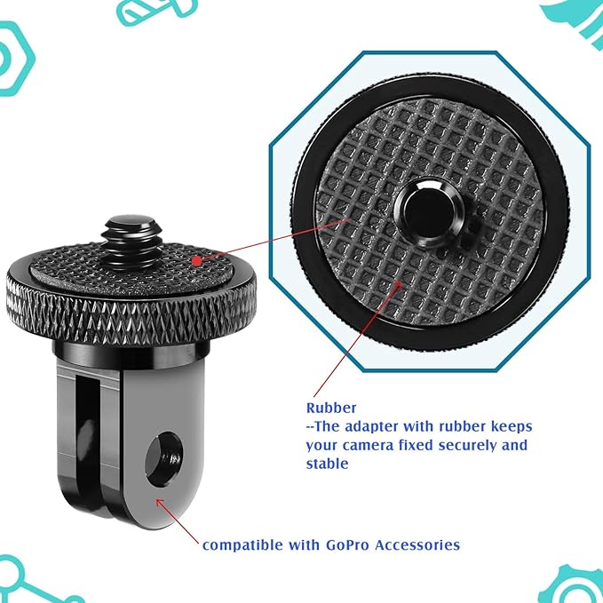 Frienda 4 Pieces Aluminum Camera Tripod Mount Adapter 1/4-20 Conversion Adapter for Tripod Compatible with GoPro Action Cameras and Other Standard 1/4 Accessories(Black)