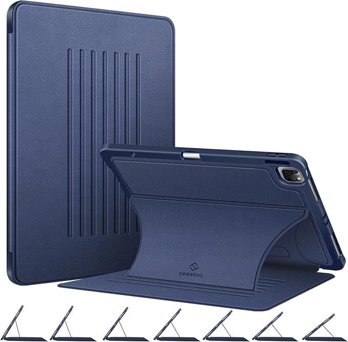 CaseBot Magnetic Case for iPad Pro 12.9-inch 6th Generation 2022, Multiple Angle Shockproof Rugged Stand Case, Soft TPU Back Cover w/Pencil Holder, Also Fit iPad Pro 12.9" 5th/4th/3rd Gen, Navy