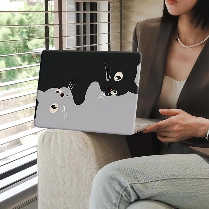 Compatible for MacBook Air 13 inch Case 2021 2020 2019 2018 M1 A2337 A2179 A1932, MacBook Air M1 Case, Cute Aesthetic Protective Plastic Hard Shell & Keyboard Cover, Two Cats