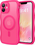 CAPRARO Cute for iPhone 11 Case, Compatible with MagSafe, [Curly Wave Edge] [Full Camera Protection] [14 FT Drop Protection] Magnetic Phone Case for 11 6.1 Inch, Hot Pink