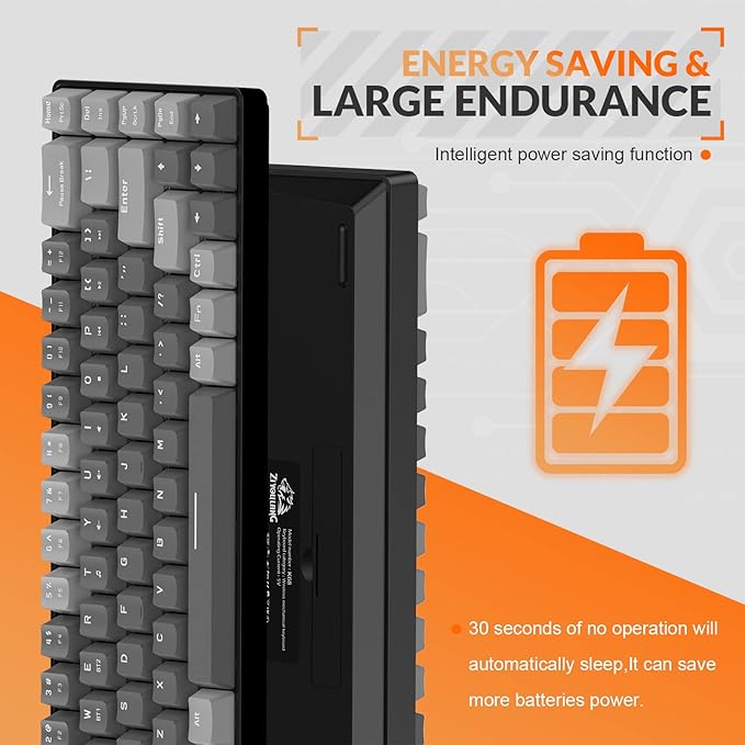 MAGIC-REFINER RK68 60% Wireless Mechanical Keyboard, Bluetooth 5.0/2.4GHz with Dual Mode 2-in-1 Receiver, Compact 68-Key Hot Swappable Gaming Keyboard, Linear Red Switch for PC Mac Xbox Smartphone