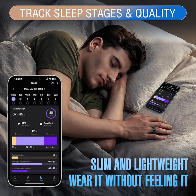 Halo Ring Smart– Compatible with iOS and Android Systems, No Subscription Required, Long Battery Life, Equipped with Sensor Technology, Supports Fitness, Blood Oxygen, and Sleep Monitoring