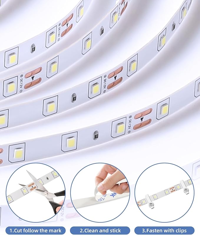 20ft LED Strip Lights with Remote, 6500K Daylight White Dimmable Tape Lights, 12V 360 LEDs 2835 Strong Adhesive Rope Lights for Cabinet Kitchen Ceiling Closet Vanity Mirror Stairway Basement