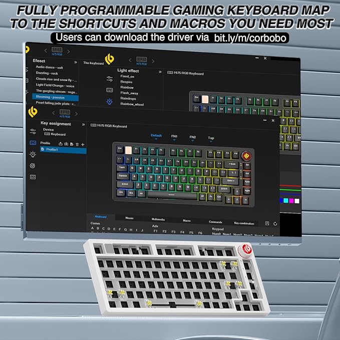 LEOBOG Hi75C Pro Wireless Mechanical Keyboard Kit – Aluminum Alloy Gasket Mount 75% Barebones DIY Base with Hot Swap, RGB Backlighting & Volume Knob – Enhanced Custom Gaming Keyboard Build, 4000mAh