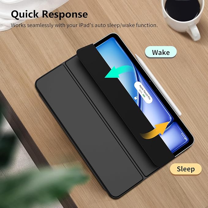 TiMOVO Magnetic Case for iPad Air 11 Inch (M4/M3/M2-2026/2025/2024), iPad Air 5th/4th Generation Case (2022/2020) 10.9 Inch, Smart Folio Magnetic Trifold Stand Cover, Auto Wake/Sleep, Black