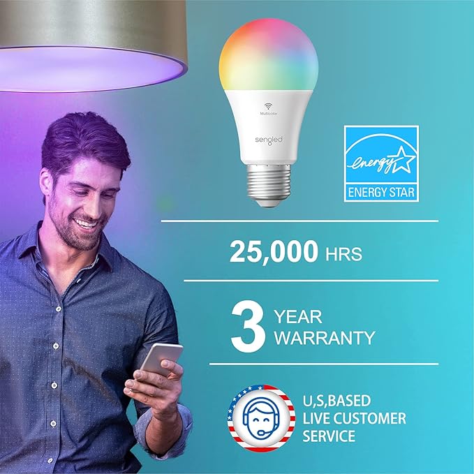 Sengled Smart Light Bulb, Color Changing Light Bulb, WiFi Light Bulbs No Hub Required, Smart Bulbs that Compatible with Alexa & Google Home, Smart LED A19 RGB Light Bulbs, 1 Pack