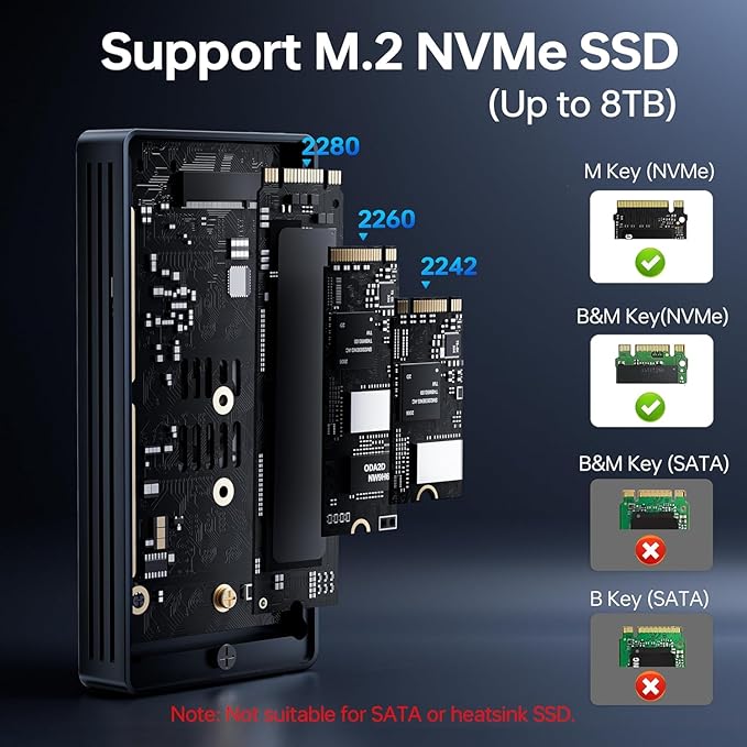 40Gbps M.2 NVMe Enclosure with Cooling Fan,Thunderbolt SSD Enclosure for M1 Pro/Max Mac,MOKiN Aluminum M.2 Enclosure Support M/B+M Key Size 2280/2260/2242 Compatible with Thunderbolt 3/4/USB4/3.2/3.1