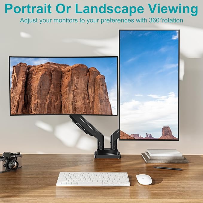 MOUNT PRO Dual Monitor Stand for Two Screens up to 43 Inch, Heavy Duty Ultrawide Double Monitor Arm Holds up to 33lbs Each, Premium Adjustable Computer Monitor Mount for 2 Monitors, VESA Desk Mount