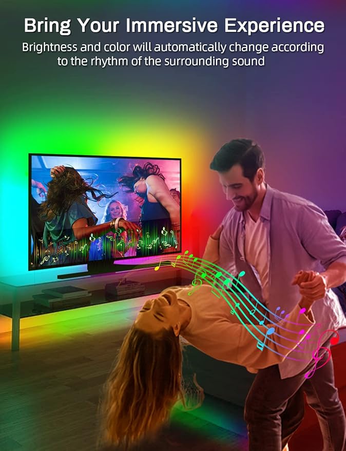 MATICOD LED Lights for TV Led Backlight, 9.84ft RGB Led Strip Lights for TV Lights Behind, USB Led Light Strip for 32-43in TV, Bluetooth APP Control Music Sync Strip Lighting for Christmas Decorations