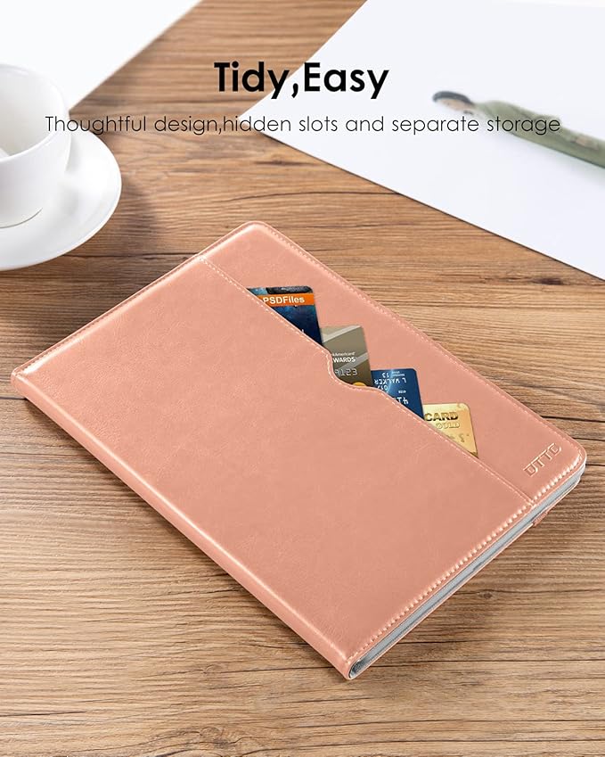 DTTO for iPad 9.7 Inch 5th/6th Generation 2018/2017 Case with Apple Pencil Holder, Premium Leather Folio Stand Cover Case for Apple iPad 9.7 inch, Also Fit iPad Pro 9.7/Air 2/Air - Rose Gold