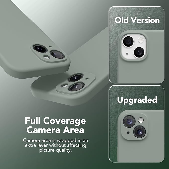 Magnetic for iPhone 14 Case, Compatible with MagSafe, [Full Camera Protection][Screen Protector] Silicone Shockproof Protective Phone Case for iPhone 14 6.1 inch, Calke Green