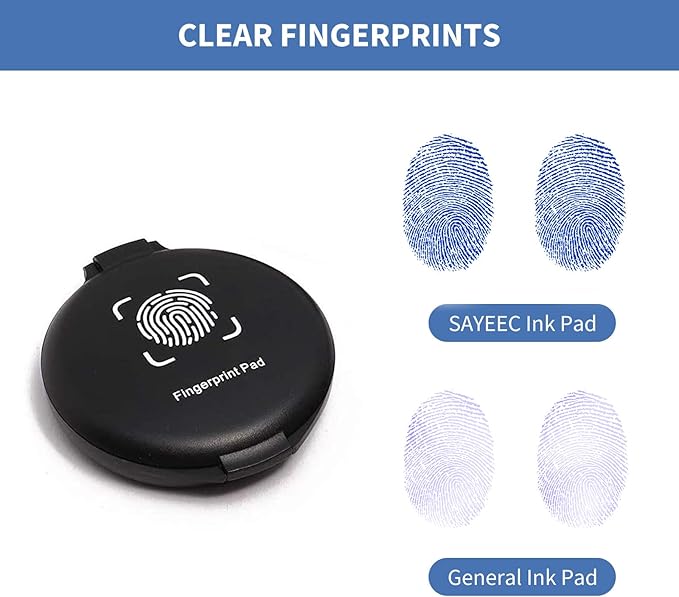 SAYEEC Fingerprint Ink Pad Thumbprint Ink Pad for Office Notary Supplies Identification Security ID Fingerprint Cards Law Enforcement Fingerprint Kit Thumb Print Ink Pad Stamp Pad (Blue-2 Pack)
