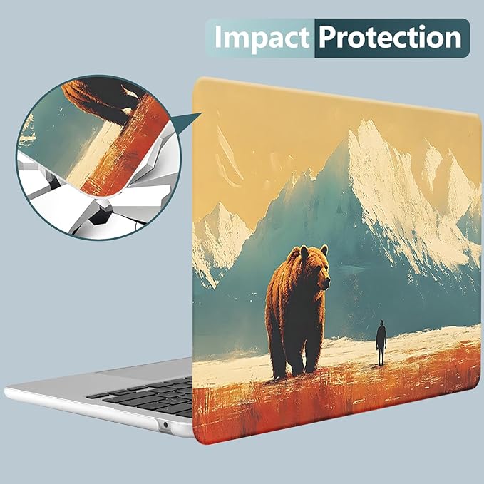 Compatible for MacBook Air 13 inch Case 2021 2020 2019 2018 M1 A2337 A2179 A1932, MacBook Air M1 Case, Cute Aesthetic Protective Plastic Hard Shell & Keyboard Cover, Bear
