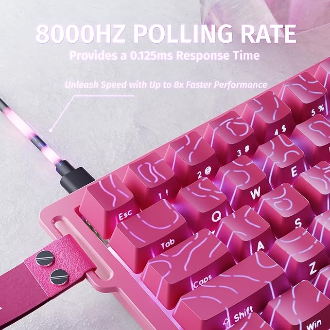 ATTACK SHARK X68HE Rapid Trigger Mechanical Gaming Keyboard 60% Wired with Adjustable Actuation,Hall Effect Magnetic Switch,8KHz Polling Rate,RGB Backlit,Top Mount,Side Printed Keycap(Rose Contour)