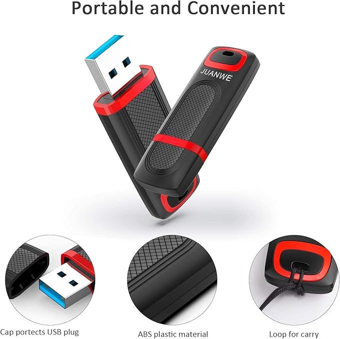 64GB USB Flash Drive, JUANWE USB 3.0 Thumb Drive High Speed Transfer USB Memory Stick, Portable USB Drive with LED Indicator for PC Laptop Backup Storage Data