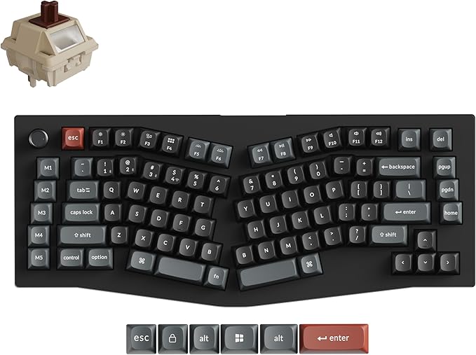 Keychron V10 Ultra 8K Wireless Mechanical Keyboard, 75% Alice Ergonomic Layout, 8000Hz 2.4GHz/Bluetooth 5.3/USB-C Wired, Hot-Swappable ZMK Custom Keyboard with Knob,PBT Keycaps for Mac & Windos