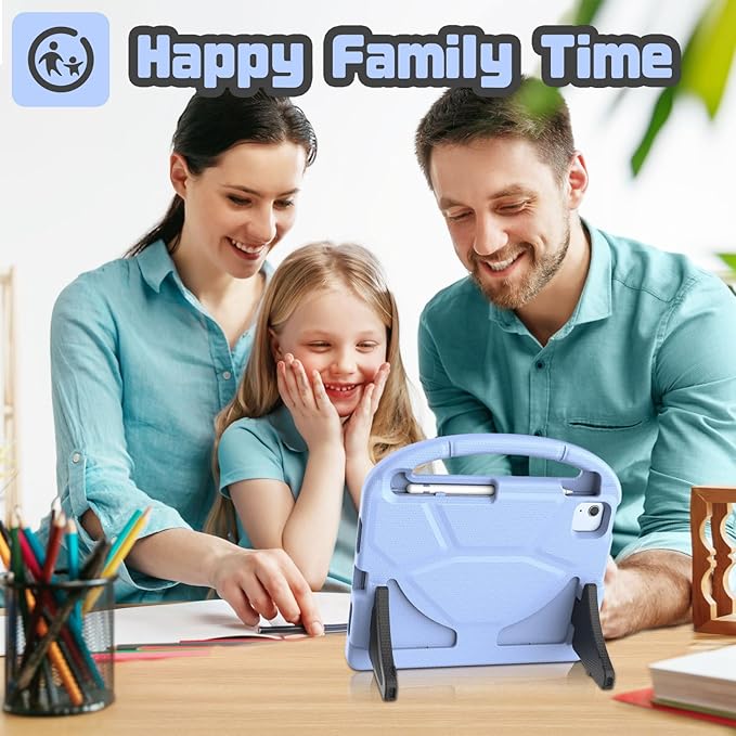 YIHE Kids Case for iPad (A16) 11th Generation 11 Inch 2025 & iPad 10th Generation 10.9 inch 2022, with Built-in Screen Protector and Stable Stand, Full Body Shockproof Protective Cover - Light Blue