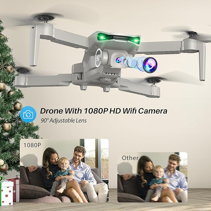 SIMREX Drone With Camera for Kids Beginner & Adults – Foldable RC Quadcopter with Altitude Hold, Optical Flow Positioning , Indoor Mini Drone with One Key Start, Headless Mode, 3D Flip, Gift for Boys & Girls & Teenagers