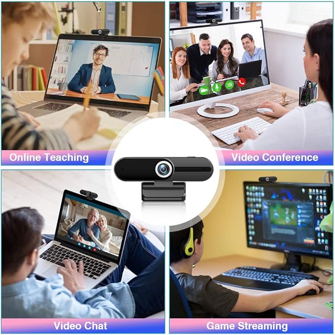 4K Webcam with Microphone, 8MP Laptop PC Desktop Computer Web Camera, USB Webcams for Video Calling Recording Streaming Video Conference, Webcam with Tripod，Privacy Shutter