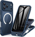CENHUFO Magnetic Privacy for iPhone 17 Pro Case [Compatible with Magsafe] Full Body Phone Case Built-in 9H Tempered Glass Privacy Screen Protector, Camera Protection Shockproof Bumper Cover - Blue