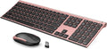 Wireless Keyboard and Mouse, Vssoplor Rechargeable Quiet Full-Size Keyboard and Mouse Combo Set Ultra Slim Design for Laptop, PC, Notebook, Desktop-Black and Rose Gold